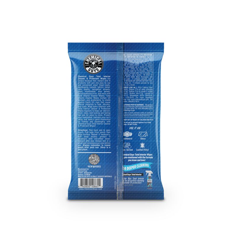 Chemical Guys Total Interior Cleaner & Protectant Car Wipes 50pk