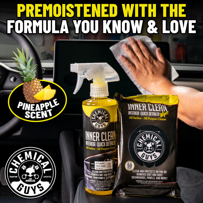 Chemical Guys InnerClean Interior Quick Detailer & Protectant Wipes 50pk