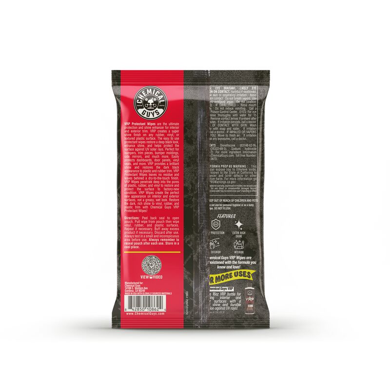 Chemical Guys VRP Vinyl, Rubber, Plastic Shine & Protectant Wipe 50pk